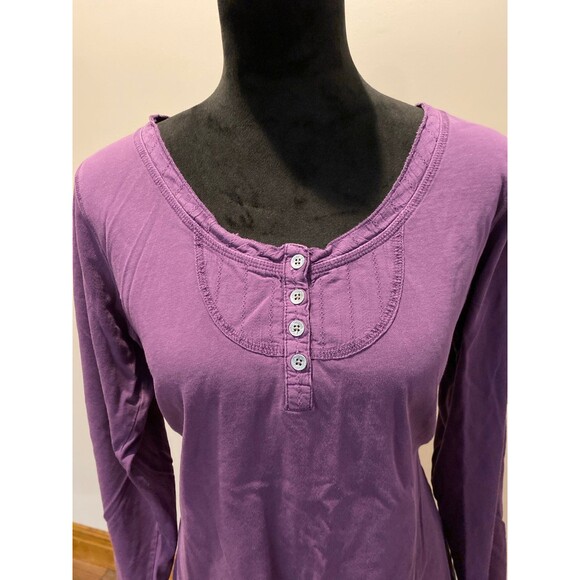 Woolrich Distressed T Shirt Top XL Purple Eggplant 100% Cotton Oversized Blouse - Picture 3 of 12